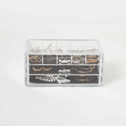 Clear 3-Drawer Organizer With Jewelry Tray