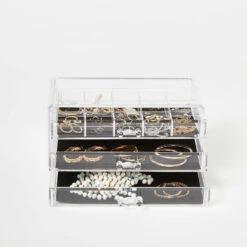 Clear 3-Drawer Organizer With Jewelry Tray -US Storage Furniture Sales 183 DFY20 3DRWRBEAUTYORG CLR 005
