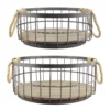 Stonebriar Collection Wire & Wood Coastal Basket 2-piece Set -US Storage Furniture Sales 2502891