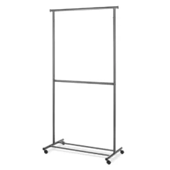Whitmor 2-Rod Rolling Clothes Garment Rack