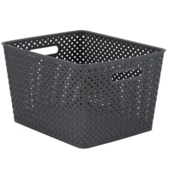 Simplify Basketweave Resin Wicker Large Storage Tote 10 Simplify Basketweave Resin Wicker Large Storage Tote -US Storage Furniture Sales 3365319 ALT2