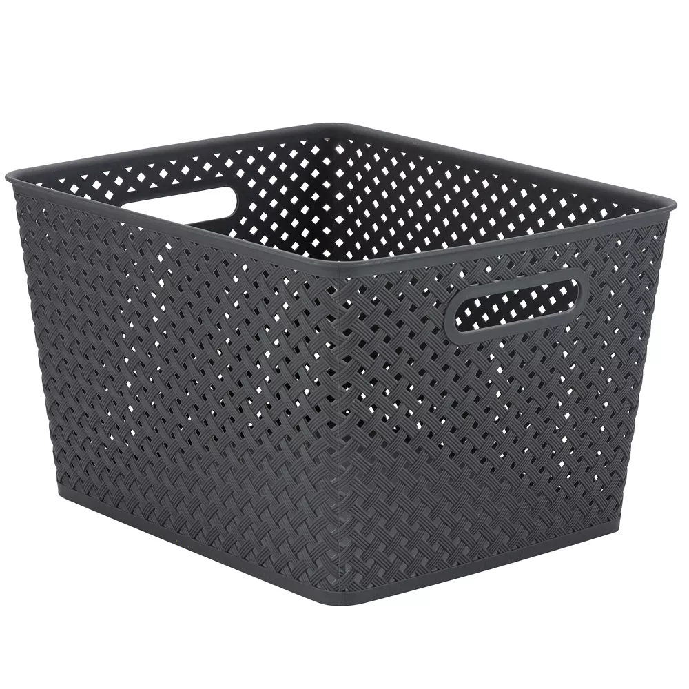 Simplify Basketweave Resin Wicker Large Storage Tote 5 Simplify Basketweave Resin Wicker Large Storage Tote - Image 3