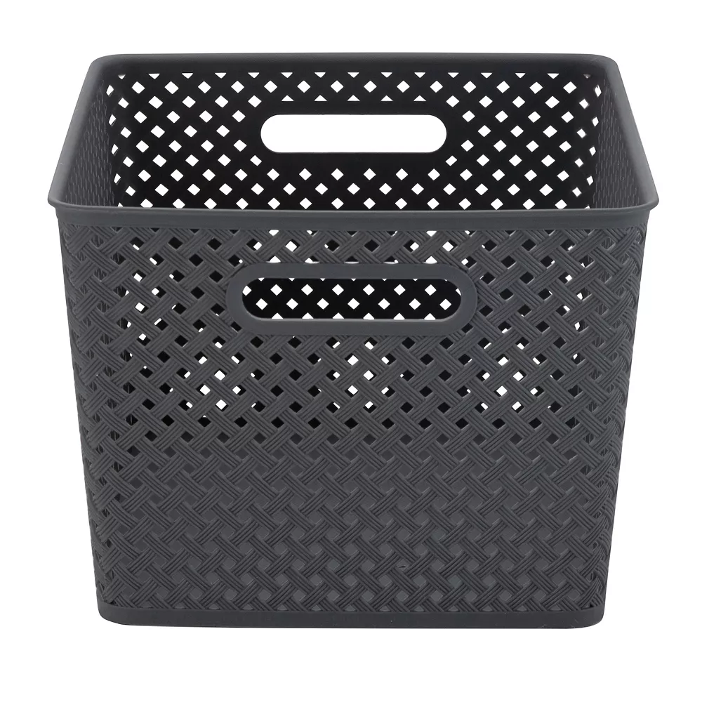 Simplify Basketweave Resin Wicker Large Storage Tote 7 Simplify Basketweave Resin Wicker Large Storage Tote - Image 5