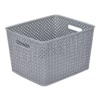 Simplify Basketweave Resin Wicker Large Storage Tote -US Storage Furniture Sales 3365319 Gray