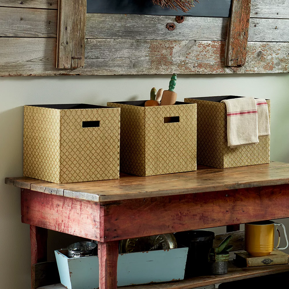 Household Essentials 3-pack Grass Cloth Bins 4 Household Essentials 3-pack Grass Cloth Bins - Image 2