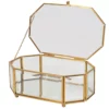 Home Details Vintage Mirrored Bottom Octagonal Glass Keepsake Box -US Storage Furniture Sales 3712422