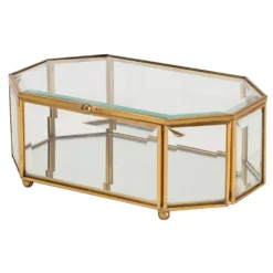 Home Details Vintage Mirrored Bottom Octagonal Glass Keepsake Box -US Storage Furniture Sales 3712422 ALT2