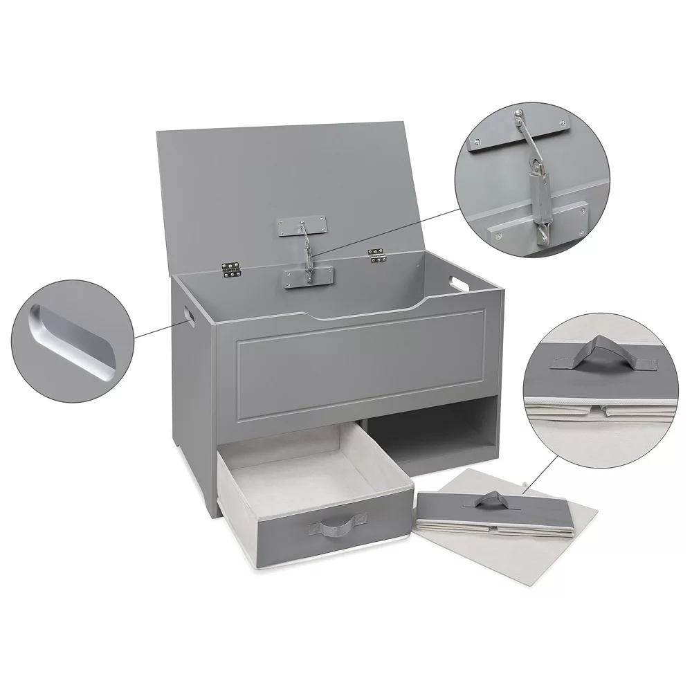Badger Basket Up And Down Toy And Storage Box/Bench With Two Baskets - Gray 6 Badger Basket Up And Down Toy And Storage Box/Bench With Two Baskets - Gray - Image 4