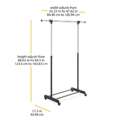 Whitmor Extendable Garment Rack 9 Whitmor Extendable Garment Rack -US Storage Furniture Sales 3943803 ALT3