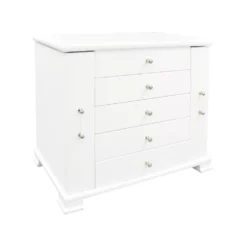 White Wooden Lift Top 4-Drawer Jewelry Box