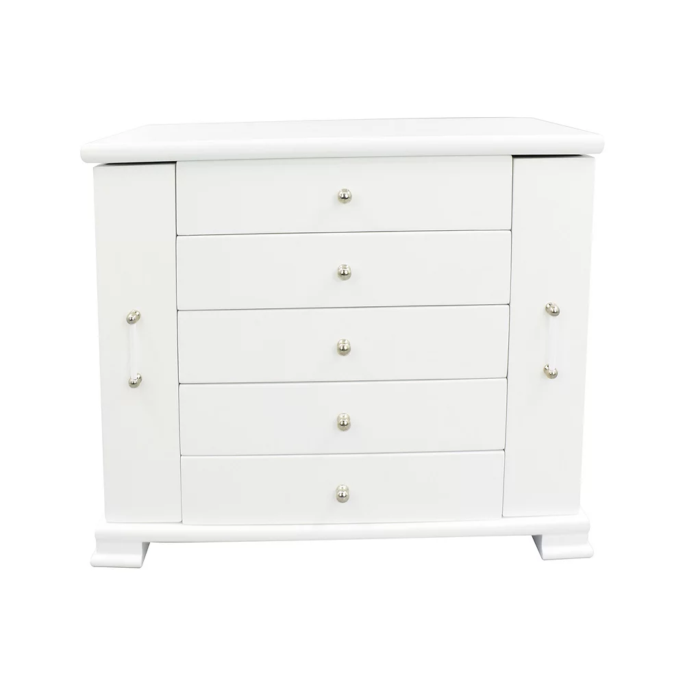White Wooden Lift Top 4-Drawer Jewelry Box 5 White Wooden Lift Top 4-Drawer Jewelry Box - Image 3