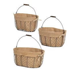 Joyce Oval Canvas Lined Decorative Basket 3-piece Set -US Storage Furniture Sales 4205825 ALT4