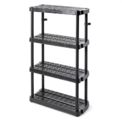 Gracious Living 4 Shelf Adjustable Ventilated Medium Duty Shelving Unit, Black