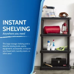 Gracious Living 4 Shelf Adjustable Ventilated Medium Duty Shelving Unit, Black 8 Gracious Living 4 Shelf Adjustable Ventilated Medium Duty Shelving Unit, Black -US Storage Furniture Sales 4766108 ALT2