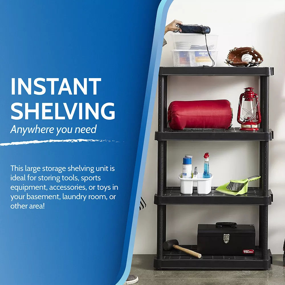 Gracious Living 4 Shelf Adjustable Ventilated Medium Duty Shelving Unit, Black 5 Gracious Living 4 Shelf Adjustable Ventilated Medium Duty Shelving Unit, Black - Image 3