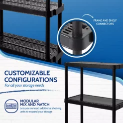 Gracious Living 4 Shelf Adjustable Ventilated Medium Duty Shelving Unit, Black 9 Gracious Living 4 Shelf Adjustable Ventilated Medium Duty Shelving Unit, Black -US Storage Furniture Sales 4766108 ALT3