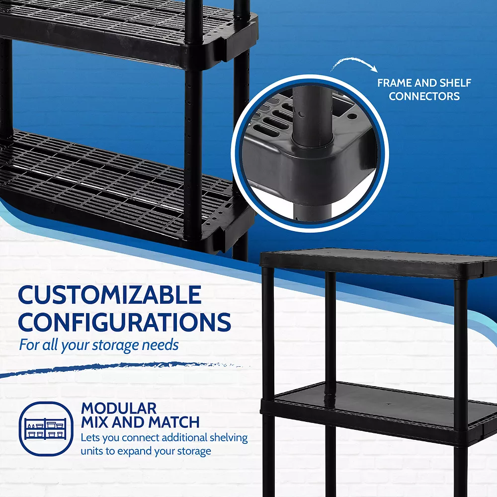 Gracious Living 4 Shelf Adjustable Ventilated Medium Duty Shelving Unit, Black 6 Gracious Living 4 Shelf Adjustable Ventilated Medium Duty Shelving Unit, Black - Image 4