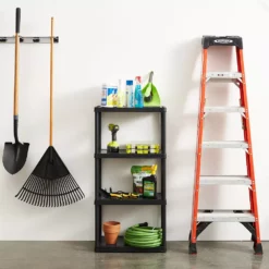 Gracious Living 4 Shelf Fixed Height Solid Resin Organizing Storage Unit, Black -US Storage Furniture Sales 4766158 ALT3