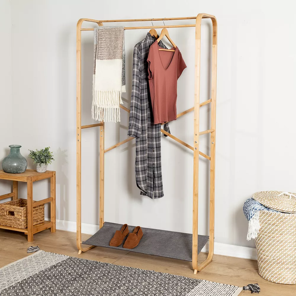 Honey-Can-Do Bamboo & Canvas Garment Rack 4 Honey-Can-Do Bamboo & Canvas Garment Rack - Image 2