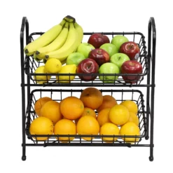 Puleo International 2-Tier Metal Basket Stand -US Storage Furniture Sales 5069097 ALT2