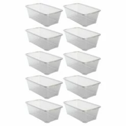 Life Story 6 Quart Clear Shoe Storage Box Stacking Container Bin W/ Lids,10 Pack