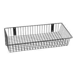 Rack Em Racks 9080-B Universal Wire Basket, Black - 24 X 12 X 4 In.