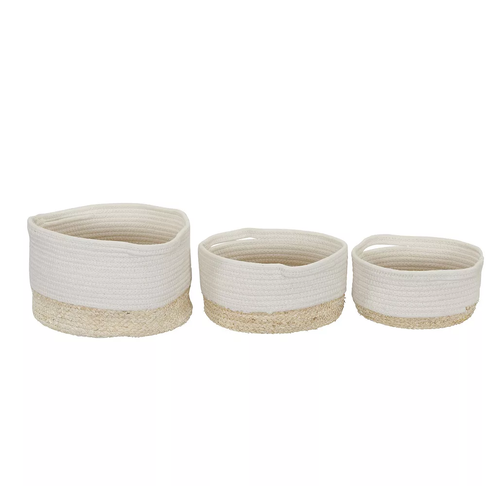 Household Essentials Two-Tone Rope & Corn Husk Baskets 3-pack Set 3 Household Essentials Two-Tone Rope & Corn Husk Baskets 3-pack Set