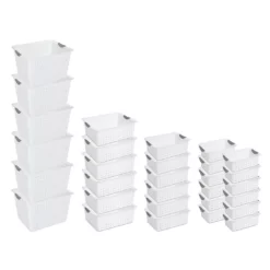 Sterilite Multi-Size Plastic Storage Basket Bin Organizer Bundle Set (30 Pieces)