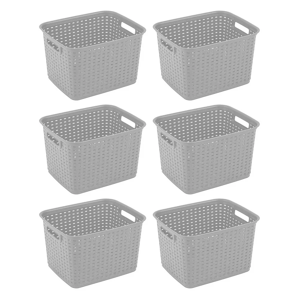 Sterilite Tall Wicker Weave Plastic Laundry Hamper Storage Basket, Gray (6 Pack) 3 Sterilite Tall Wicker Weave Plastic Laundry Hamper Storage Basket, Gray (6 Pack)