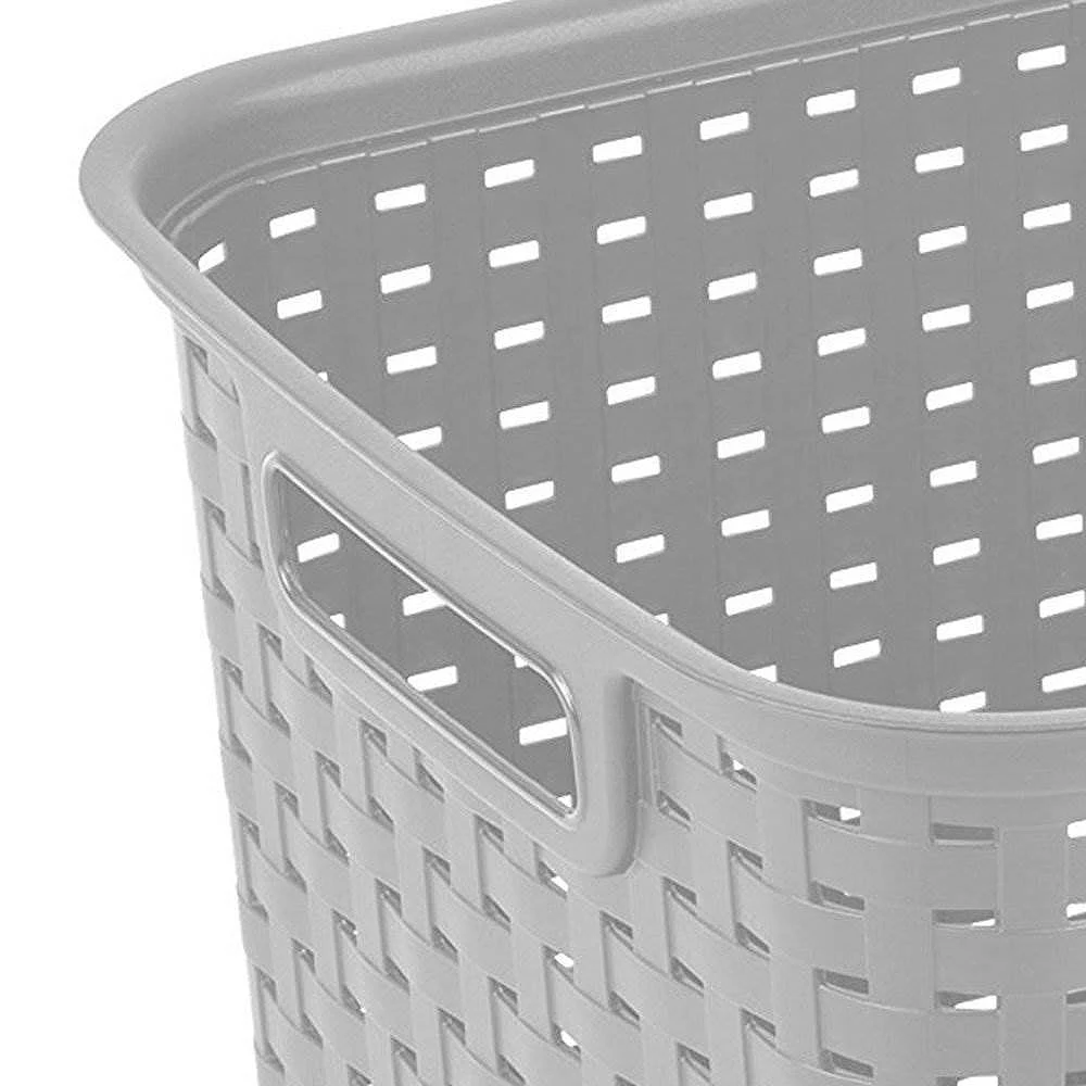Sterilite Tall Wicker Weave Plastic Laundry Hamper Storage Basket, Gray (6 Pack) 4 Sterilite Tall Wicker Weave Plastic Laundry Hamper Storage Basket, Gray (6 Pack) - Image 2