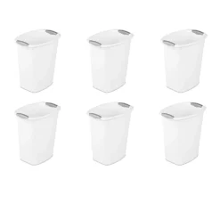 Sterilite 10358006 3 Gallon/11.4 Liter Wastebasket With Titanium Inserts, White (6 Pack)