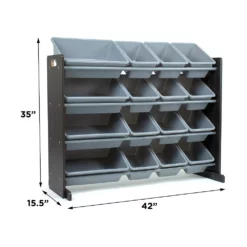 Humble Crew Sumatra Bin Espresso Toy Storage With 16 Storage Bins -US Storage Furniture Sales 5507759 ALT3