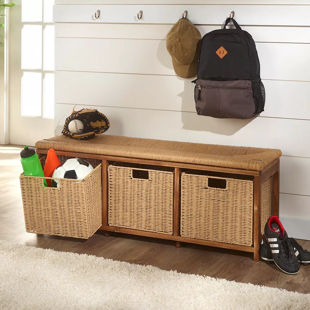 Badger Basket Storage Bench With Woven Top & Baskets 6 Badger Basket Storage Bench With Woven Top & Baskets - Image 4