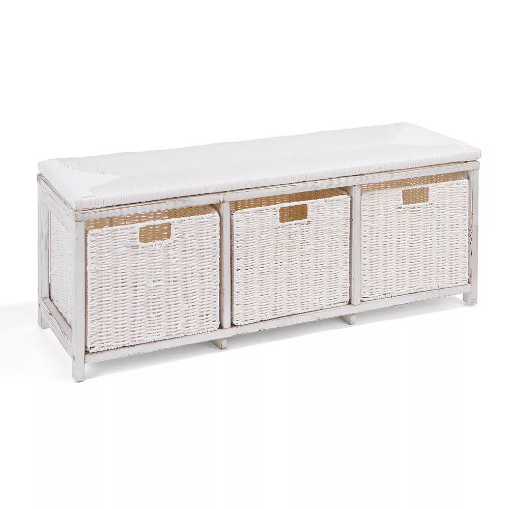 Badger Basket Storage Bench With Woven Top & Baskets 3 Badger Basket Storage Bench With Woven Top & Baskets