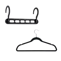 Honey-Can-Do Set Of 5 Collapsible Hangers & 50 Velvet Non-Slip Hangers