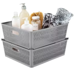 Simplify 2-Pack Slide To Stack Shallow Storage Tote Set -US Storage Furniture Sales 5828790 ALT12