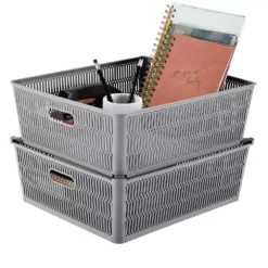 Simplify 2-Pack Slide To Stack Shallow Storage Tote Set -US Storage Furniture Sales 5828790 ALT13