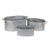 Cheung's Home Indoor Decorative Oval Metal Storage Bucket With Rope Handle, Set Of 3 -US Storage Furniture Sales 5849740