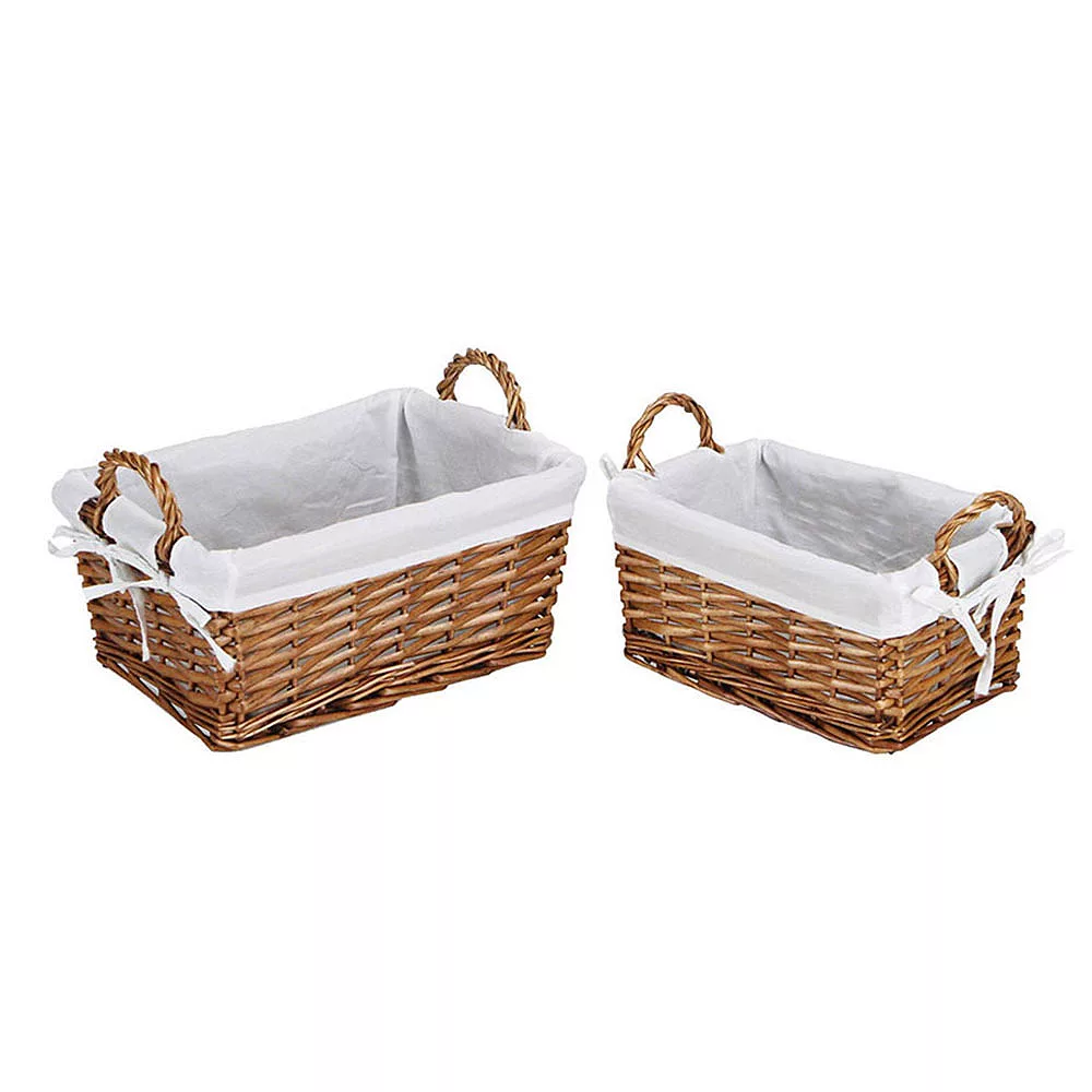 Cheung's Home Indoor Decorative Willow Baskets With Fabric Liners - Large, Set Of 2, Brown 3 Cheung's Home Indoor Decorative Willow Baskets With Fabric Liners - Large, Set Of 2, Brown