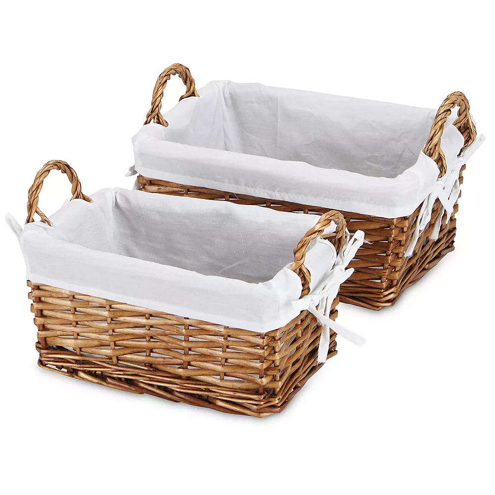 Cheung's Home Indoor Decorative Willow Baskets With Fabric Liners - Large, Set Of 2, Brown 5 Cheung's Home Indoor Decorative Willow Baskets With Fabric Liners - Large, Set Of 2, Brown - Image 3