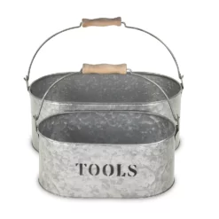 Cheung's Home Indoor Decorative Galvanized Metal Caddy - Set Of 2, Gray 9 Cheung's Home Indoor Decorative Galvanized Metal Caddy - Set Of 2, Gray -US Storage Furniture Sales 5849830 ALT3