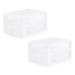 Gracious Living Mini 2 Drawer Desk & Office Organizers W/ Pull Handles (2 Pack)