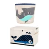 3 Sprouts Toy Chest Storage Bin, Whale Print & Storage Bin Basket, Shark Print -US Storage Furniture Sales 5875877