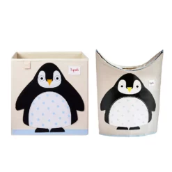 3 Sprouts Storage Bin Box & Hamper Storage Basket Organizer, Artic Penguin Print