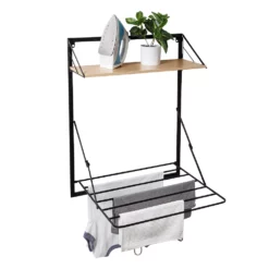Honey-Can-Do Wall-Mounted Drying Rack With Shelf For Small Laundry Room -US Storage Furniture Sales 5924648 ALT2