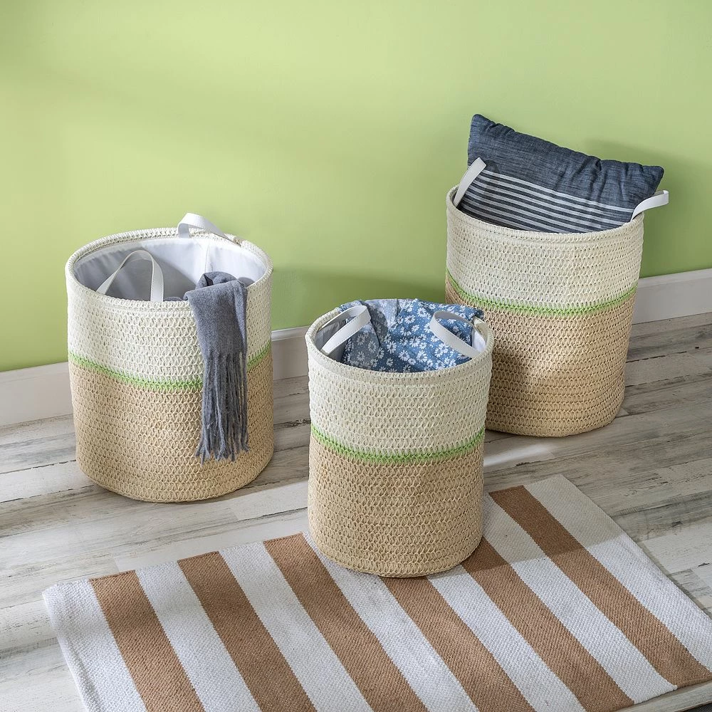 Honey-Can-Do Small Nesting Paper Straw 3-Piece Basket Set 4 Honey-Can-Do Small Nesting Paper Straw 3-Piece Basket Set - Image 2