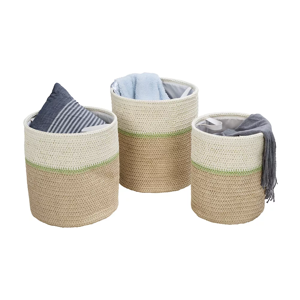 Honey-Can-Do Small Nesting Paper Straw 3-Piece Basket Set 5 Honey-Can-Do Small Nesting Paper Straw 3-Piece Basket Set - Image 3