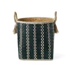 Saddle River Palm Leaf Rope Tassel Handle Basket 3-piece Set 9 Saddle River Palm Leaf Rope Tassel Handle Basket 3-piece Set -US Storage Furniture Sales 5924998 ALT2