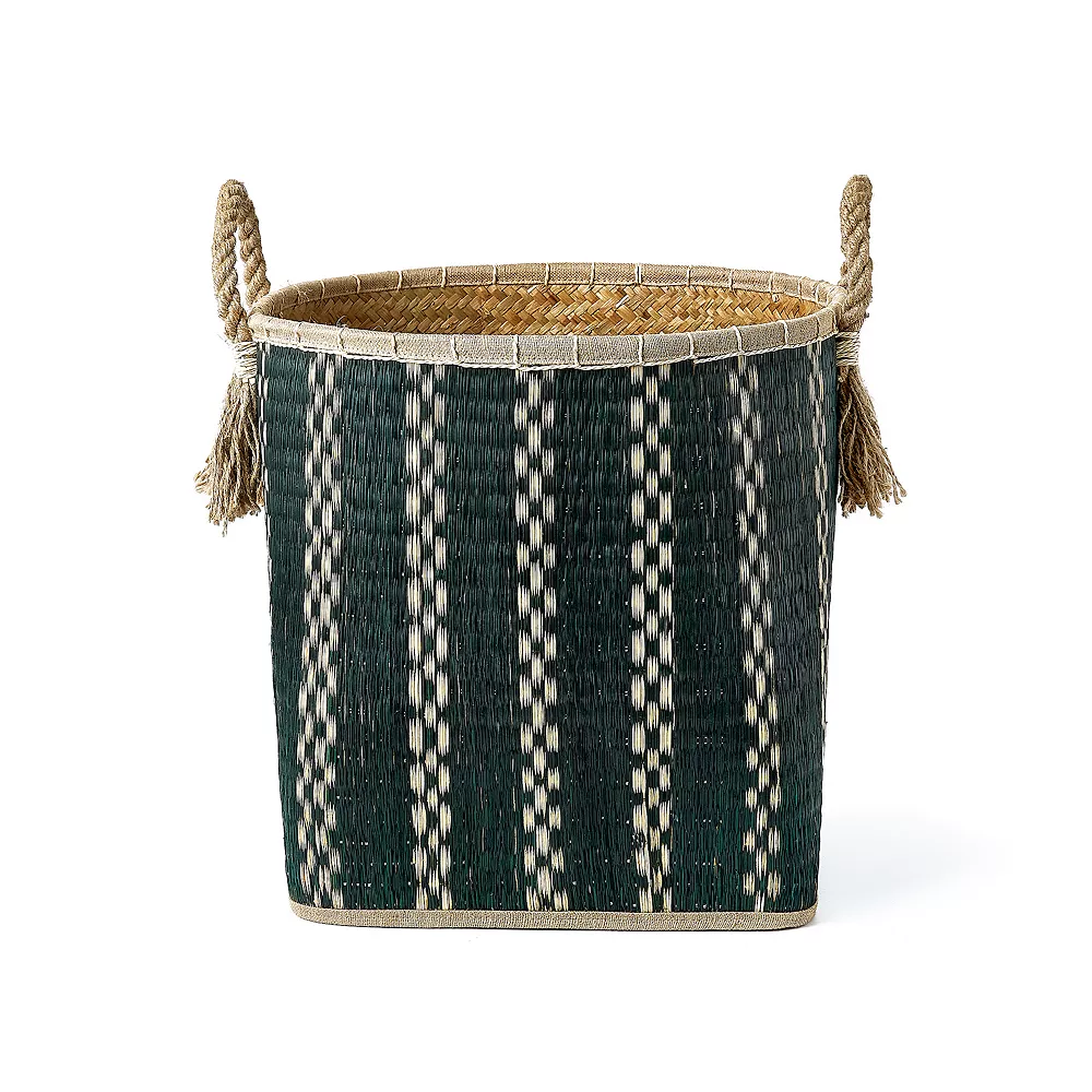 Saddle River Palm Leaf Rope Tassel Handle Basket 3-piece Set 5 Saddle River Palm Leaf Rope Tassel Handle Basket 3-piece Set - Image 3