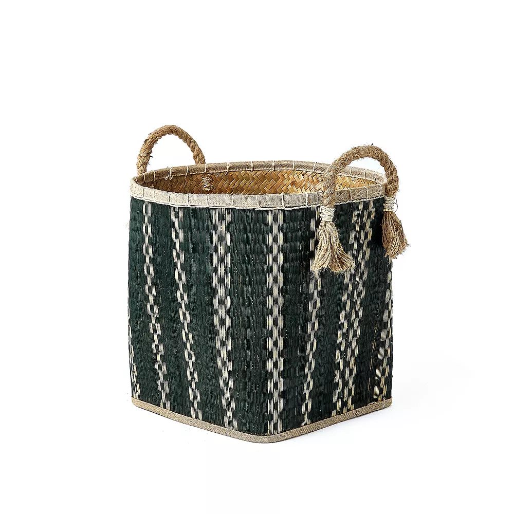 Saddle River Palm Leaf Rope Tassel Handle Basket 3-piece Set 6 Saddle River Palm Leaf Rope Tassel Handle Basket 3-piece Set - Image 4